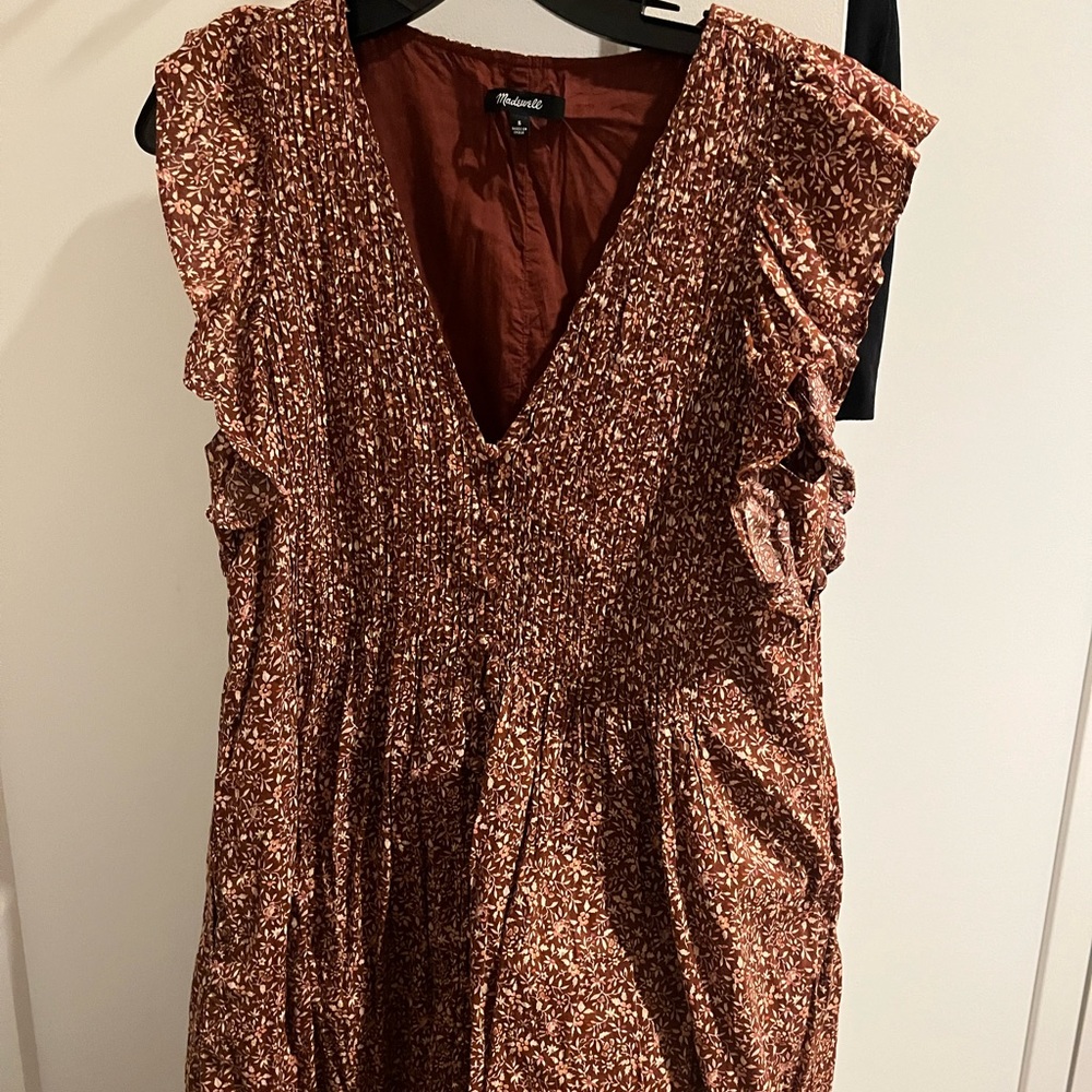 Madewell Floral Burgundy Dress, S